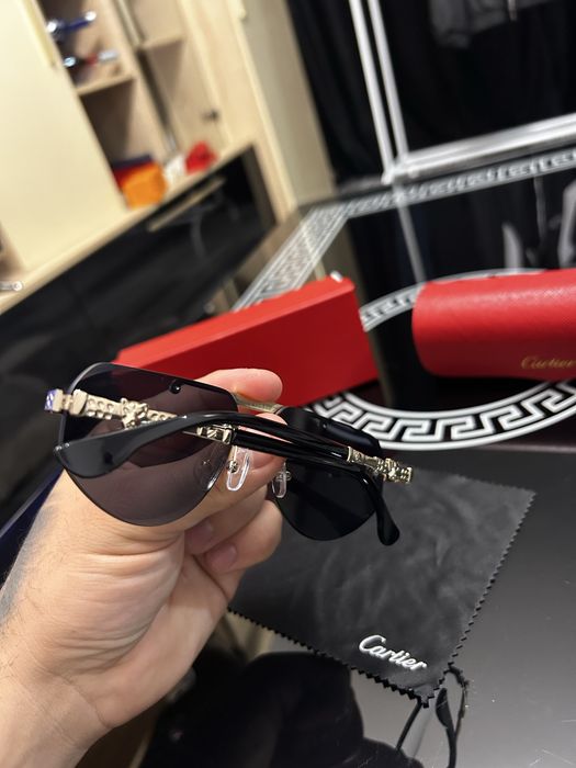 Ochelari de soare Cartier Rimless Luxury Gold Black – model rar, calitate premium