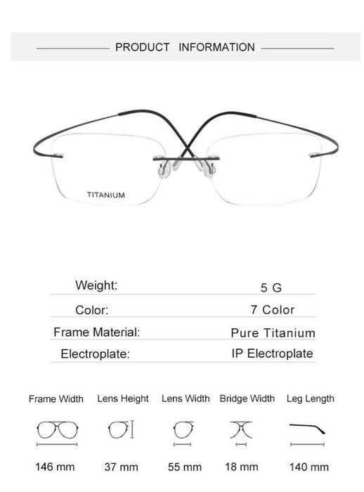 Tитаниеви рамки за очила. Цвят по избор/ (Silhouette - съвместими)