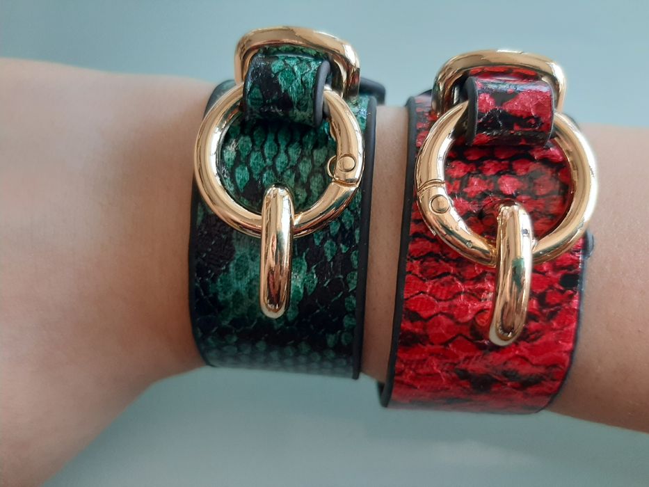 Ефектни гривни със змийски ефект.Естествена кожа!НОВИ!