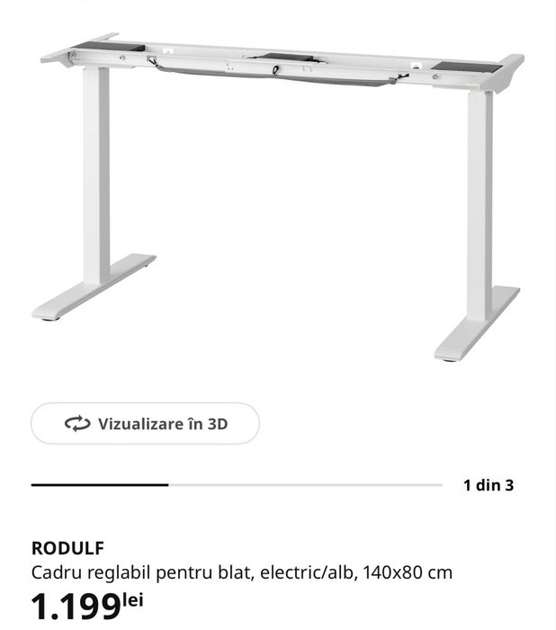 Vand masa birou actionat electric Ikea Rodulf cu blat 1400x600