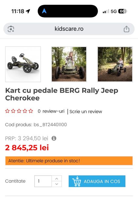 Kart cu pedale Berg Rally JEEP Fff puțin utilizat