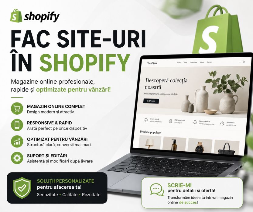 Servicii de creare magazine online în Shopify