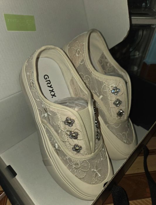 Pantofi sport / Sneakers GRYXX bej din dantelă