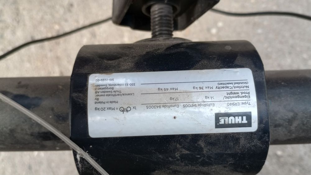 Suport thule 3 biciclete+2 suporți cadru bicicleta dama
