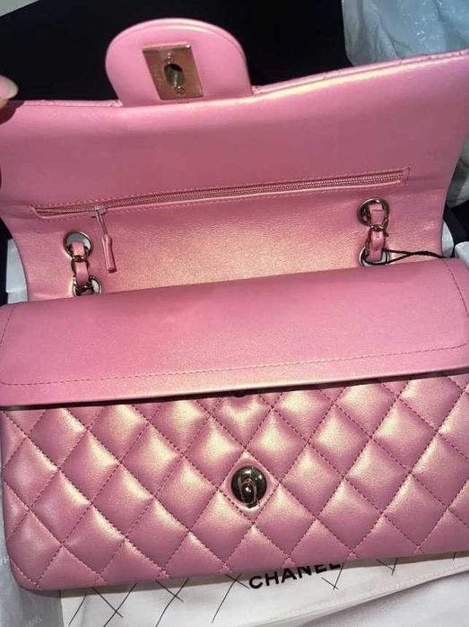 Geantă Chanel din Piele Roz Sidefat / Lucios