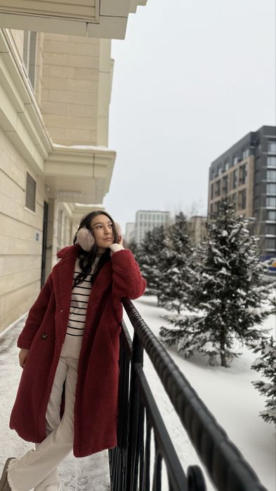 Шуба красная тедди