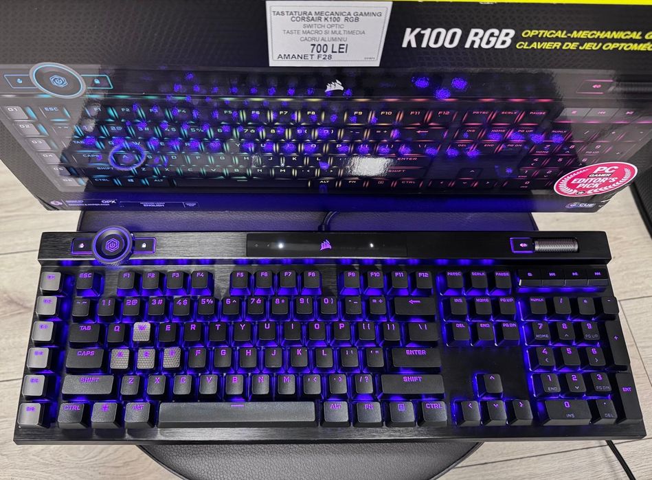 Amanet F28:Tastatura mecanica gaming Corsair K100 RGB switch optic