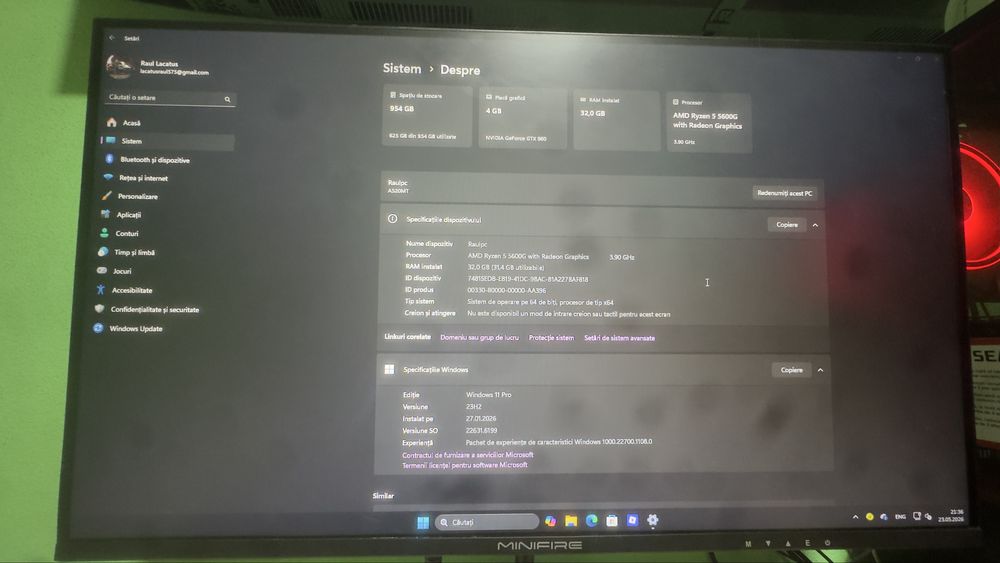 PC Gaming Ryzen 5 5600G + GTX 960 + 32GB RAM + 1TB SSD + Monitor 24” 100Hz + Logitech G402 + Sharkoon