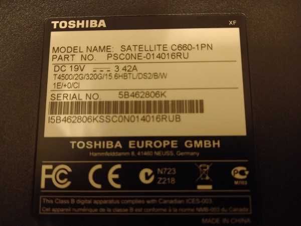Ноутбук TOSHIBA satellite C660