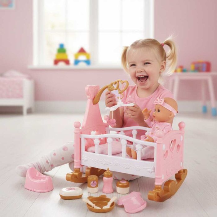 Комплект с бебе и легълце – Идеален подарък с 13 аксесоара