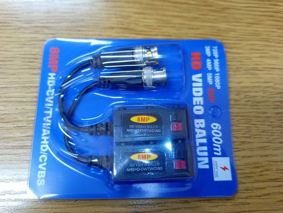 Видео Балун до 8 MPx Комплект от 2 броя Twisted Pair Transmitter 4K FULL HD 1080P Video Balun за 1MP/2MP/3MP/4MP/5MP/8MP HD-CVI/AHD/HD-TVI/CVBS Камери