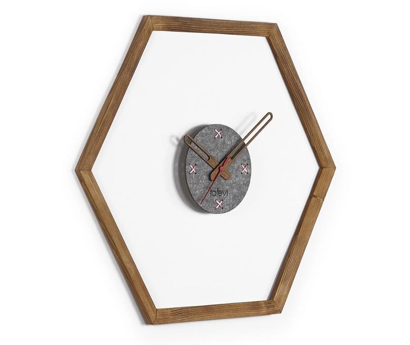 Ceas perete lemn hexagonal/ Piesă decorativă
