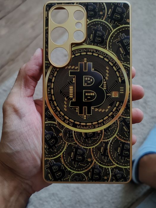 Биткойн/Bitcoin стъклен кейс за Samsung s25 и s25 ultra