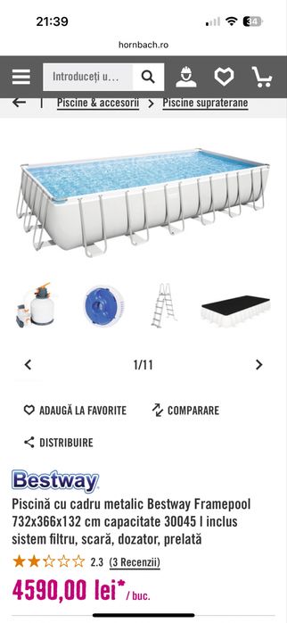 Piscina bestway cu cadru metalic