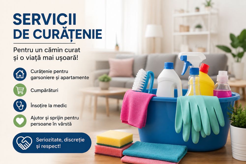 Ofer servicii de curățenie și sprijin pentru persoane în vârstă