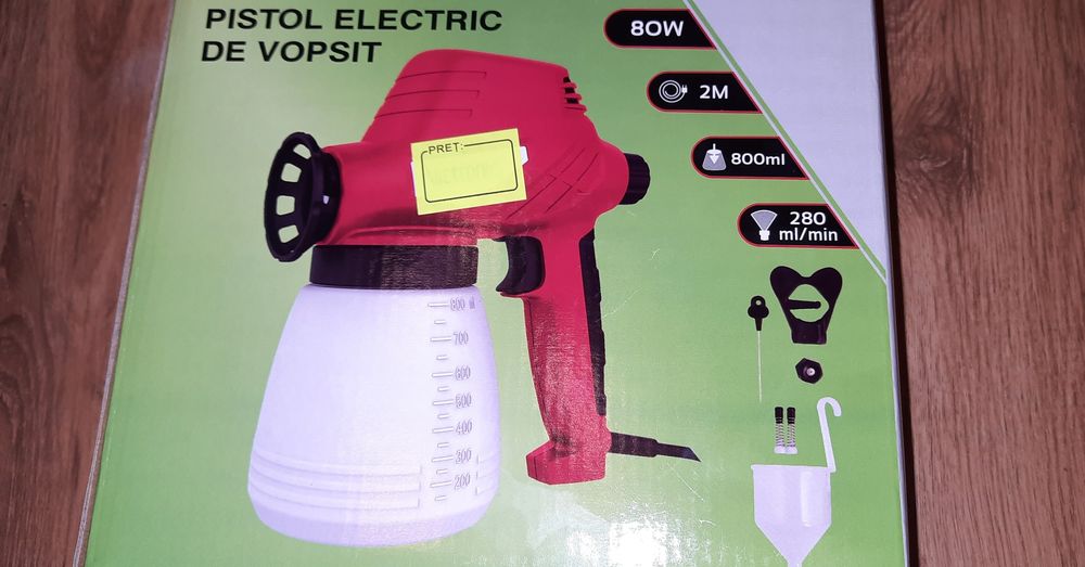 Pistol electric de vopsit, 80W, 220v, 280 ml/minut, 800 ml,Nou!