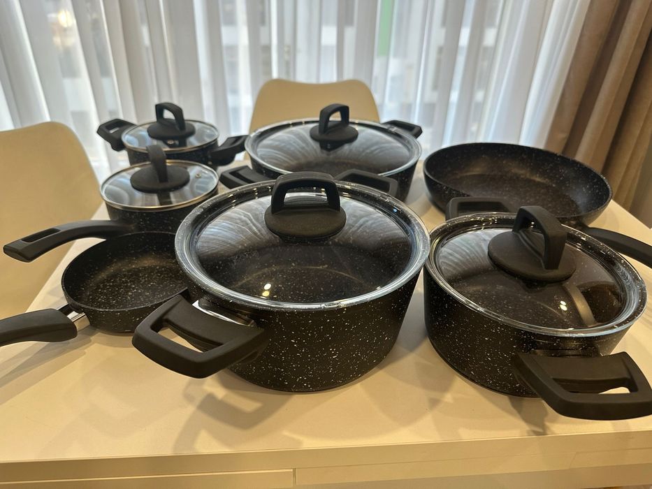 Set oale + tigăi granit antiaderente Karaca , complet, cu capace
