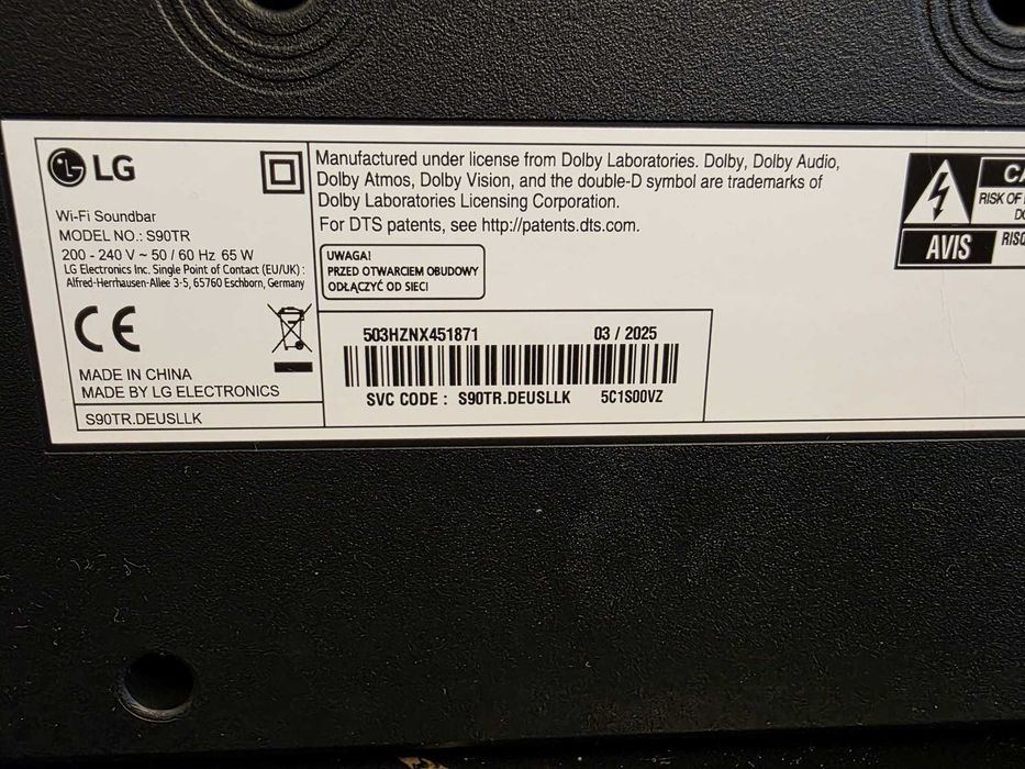 LG S90TR 7.1.3 Dolby Atmos + Subwoofer + Boxe spate wireless – Ca nou
