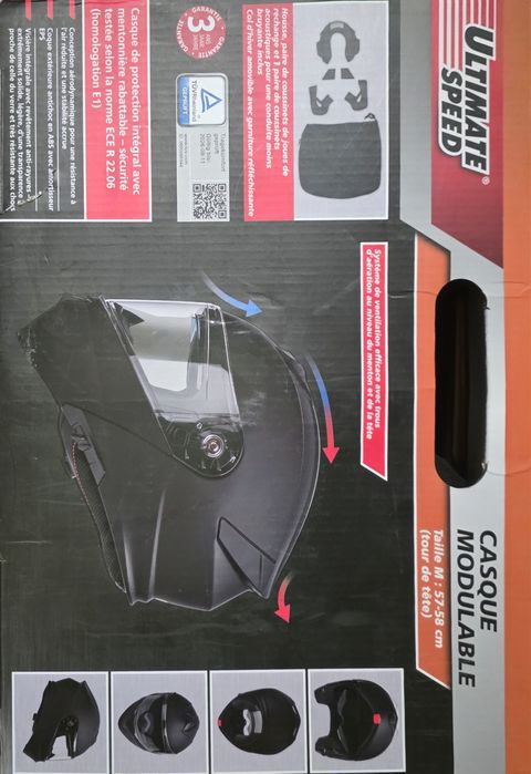 Casca moto modulara flip-up mărime M  (57-58 cm) Crivit / Ultimate Speed