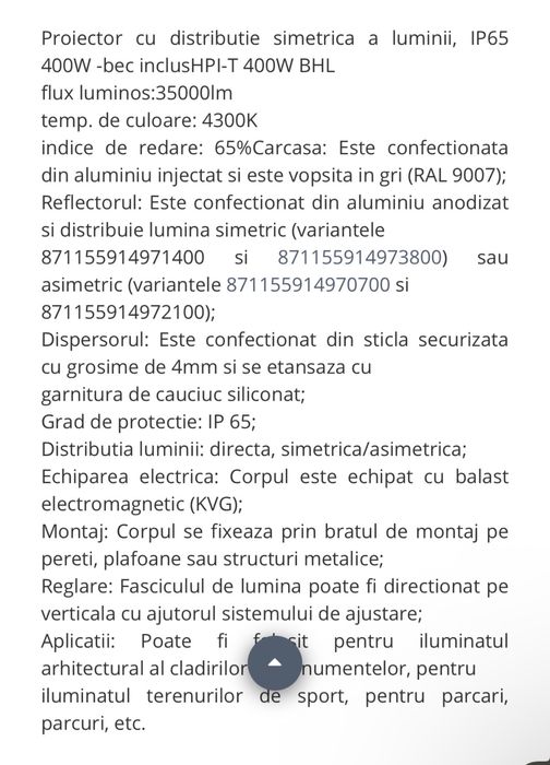 Proiector 400w carcasa metalica becuri noi