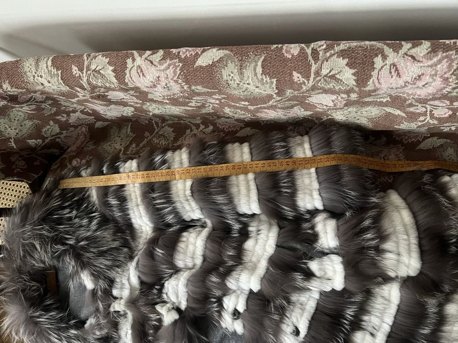 Haina blana naturala vulpe si chinchilla gri-alb