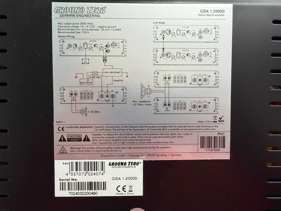 Amplificator auto Ground Zero Iridium GZIA 1.2000D