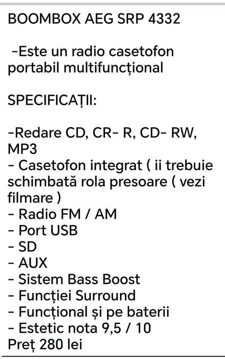 Boombox AEG, detalii pe fotografii