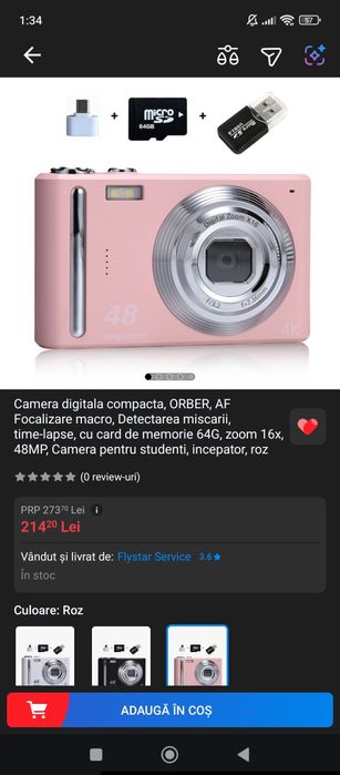 Vand camera digitala roz