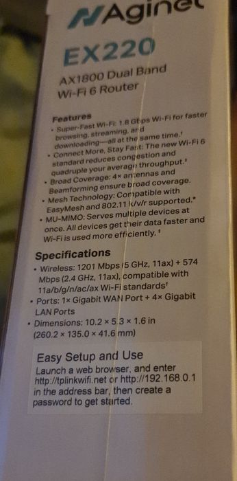 Рутер TP-link EX220.     AX1800 Dual Band Wi-fi 6 Router