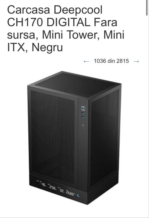 Vand carcasa deepcool ch170 digital mesh sticla