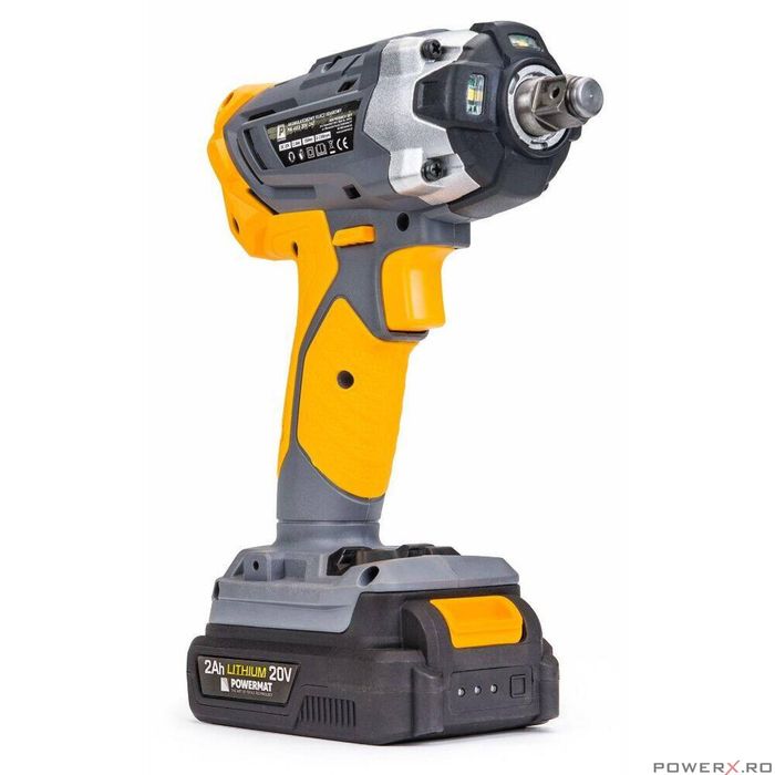 Pistol de impact, 1/2 350 Nm, acumulator 20V 2Ah, Powermat