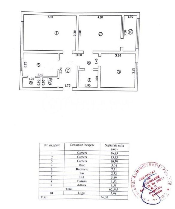 Etaj 2!  Apartament 3 camere 67mp, Tatarasi, CT, AC