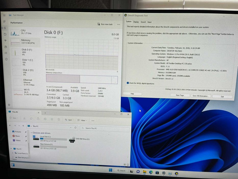 Unitate HP Pavilion 570-P402NB | AMD A10 | 8GB RAM | SSD + HDD