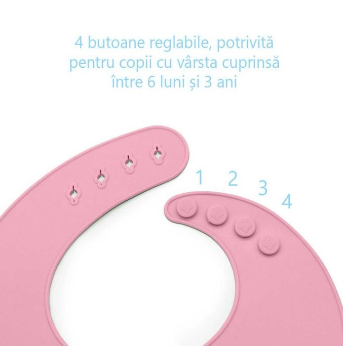 Set Hranire si Diversificare Bebelusi din Silicon BPA Free 6 Piese Roz