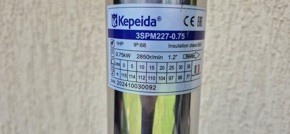 Pompa apa inox, bobinaj cupru 750w, KEPEIDA