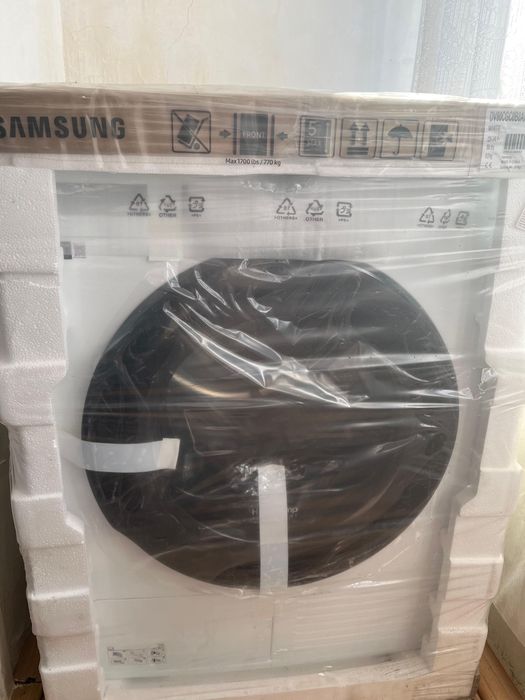 Uscator Samsung DV80CGC0B0AHLE, Pompa de caldura, 8 kg, Clasa E, Optimal Dry, Wrinkle Prevent WiFi SmartThings AI Energy Alb