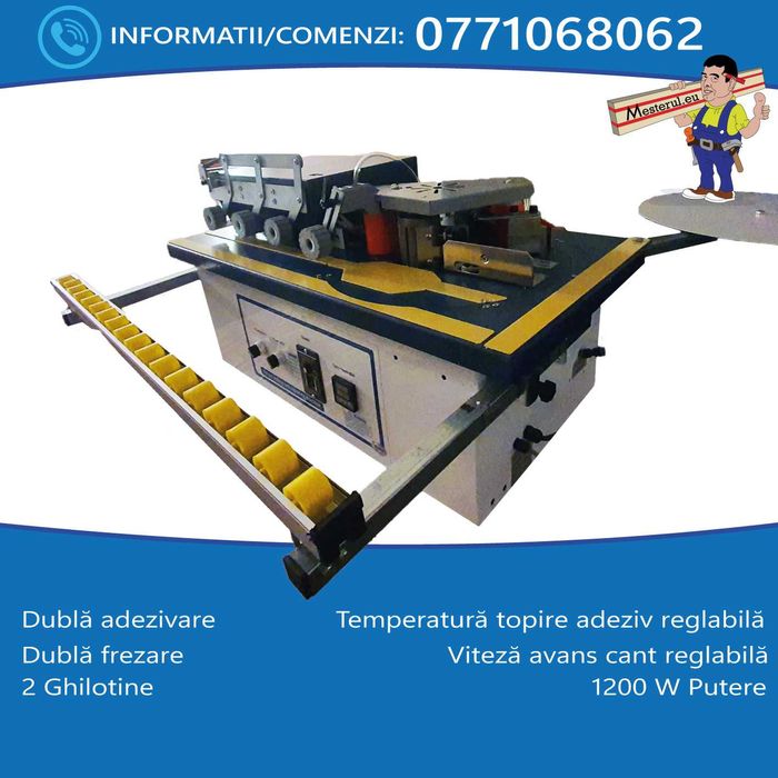 Masina de aplicat cant ABS cu dubla adezivare, frezare, taiere capete