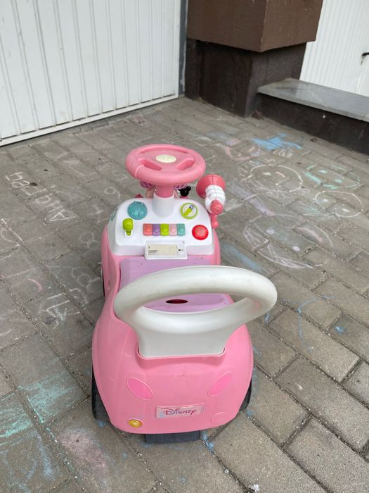 Детска кола за бутане - MINNIE - бяло и розово