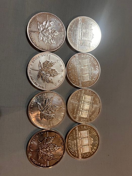 Uncie argint moneda frunza artar filarmonica