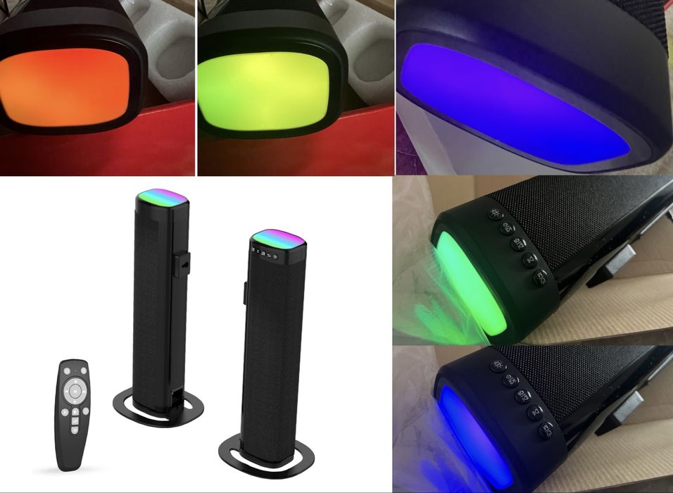 Саундбар 2-в-1 100Вт, 6 динов, 3D-звук, Bluetooth 5.3, 5 входов, RGB