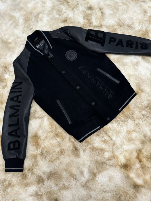 Geacă bomber Balmain piele și lână – mărimea M