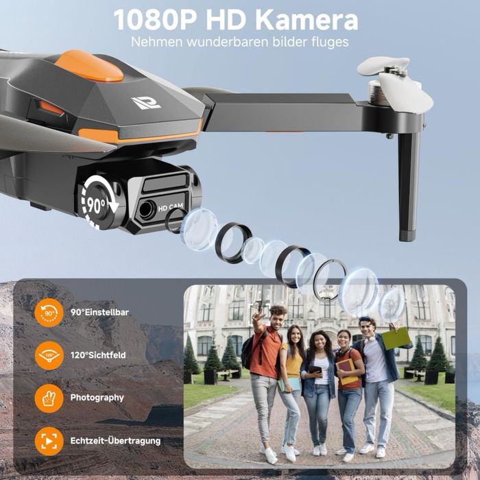 Drona cu cameră 1080P WiFi FPV motor brushless menținere altitudine modul headless 3D flip – Negru