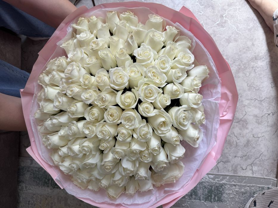 Розовый 51шт, Белый 101 роза