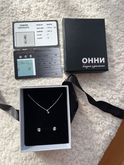 Комлект с диаманти и комлект италианска изработка 14к злато