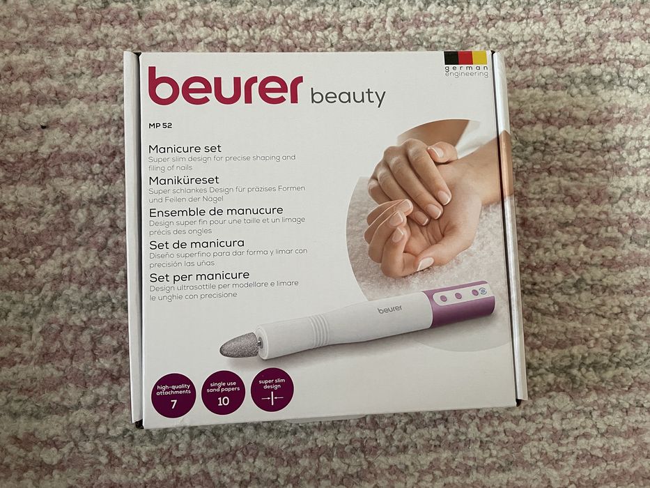 Уред за маникюр и педикюр Beurer с 7 приставки и калъф за съхранение