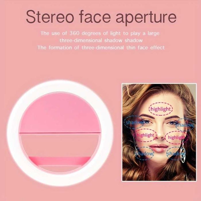 Мини LED Ринг Светлина за телефон-Селфита и Лайв Стрийминг–USB/Батерия