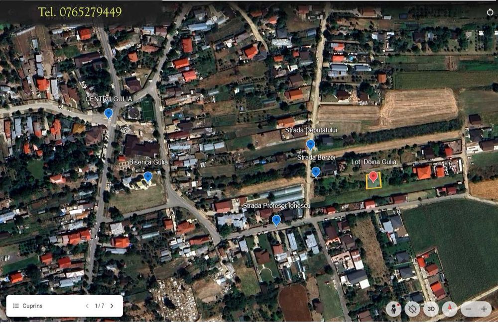 Proprietar, vând 540 mp intravilan, cu utilități(gaze, curent)  la Gulia (Tărtășești) aproape de București