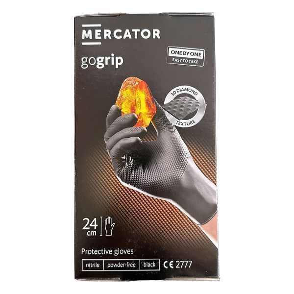 Премиум нитрилни ръкавици mercator gogrip one by one черни, размер xl,