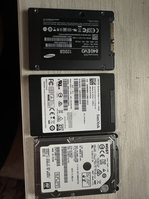 M2 SSD 256gb, HDD 1TB, SSD 120gb Sata