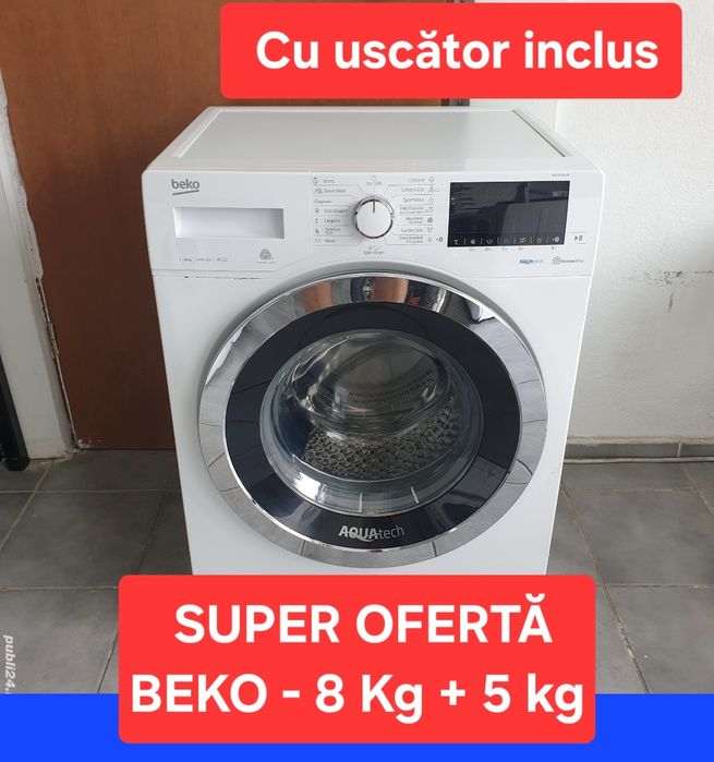 Beko 8 + 5 kg. Cu uscător. Impecabilă